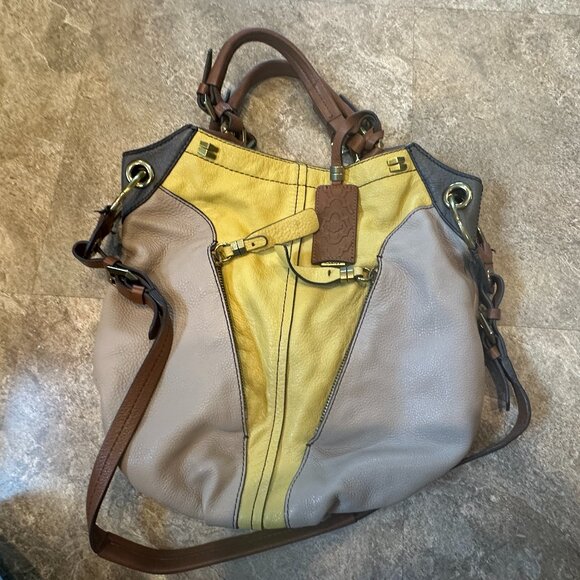 OrYany Handbag Victoria Dove Colorblock Pebble Grain Leather Bag Crossbody Hobo - Picture 14 of 16